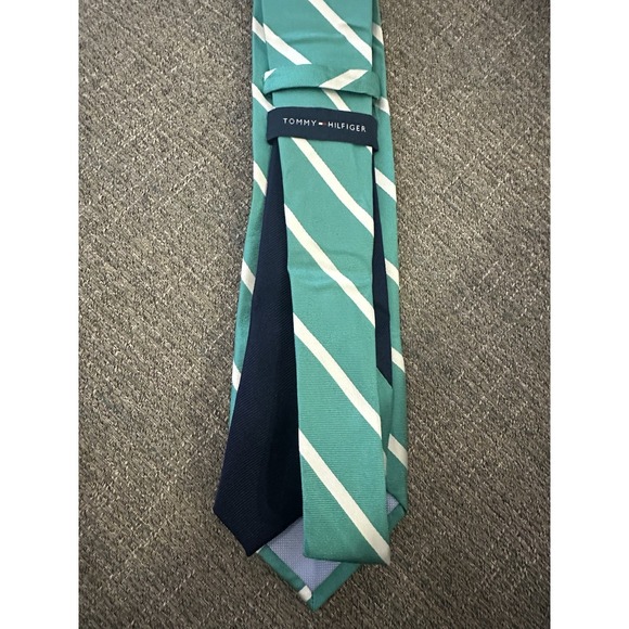 VTG Tommy Hilfiger Tie Turquoise Striped - Picture 3 of 3